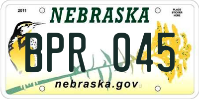 NE license plate BPR045