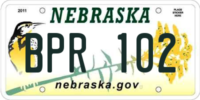 NE license plate BPR102