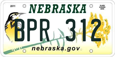 NE license plate BPR312