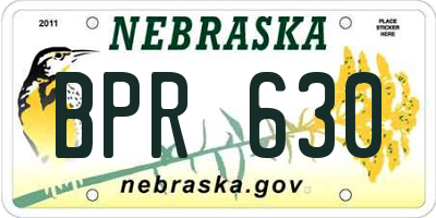 NE license plate BPR630