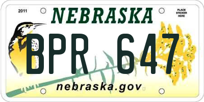 NE license plate BPR647