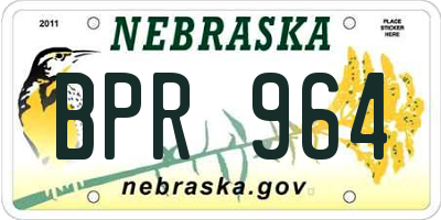NE license plate BPR964