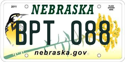NE license plate BPT088