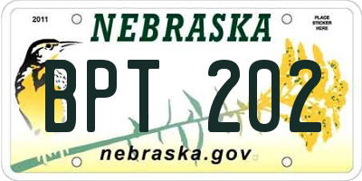 NE license plate BPT202