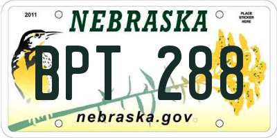 NE license plate BPT288