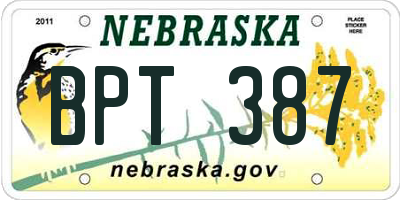 NE license plate BPT387