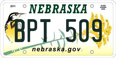 NE license plate BPT509