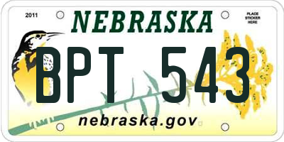 NE license plate BPT543