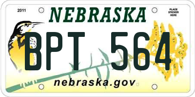 NE license plate BPT564