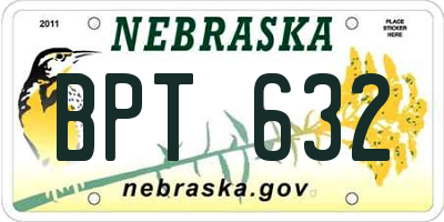 NE license plate BPT632