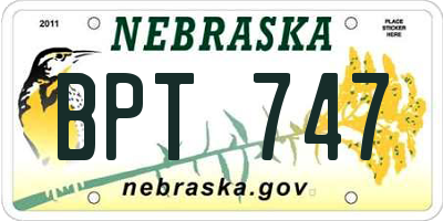 NE license plate BPT747