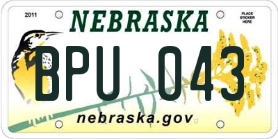 NE license plate BPU043