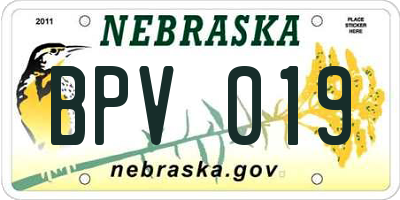 NE license plate BPV019