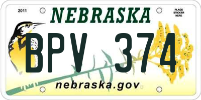 NE license plate BPV374