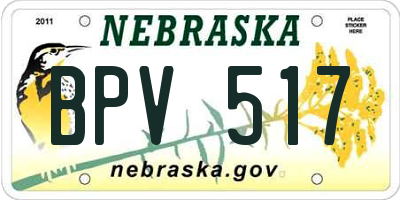 NE license plate BPV517