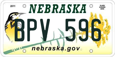 NE license plate BPV596