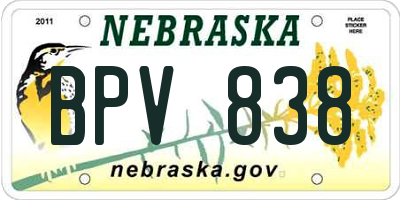 NE license plate BPV838