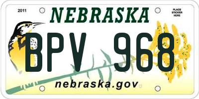 NE license plate BPV968