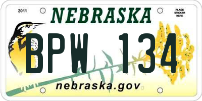 NE license plate BPW134