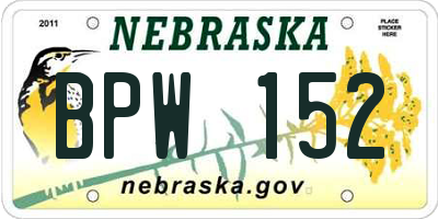 NE license plate BPW152