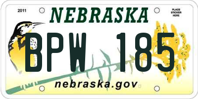 NE license plate BPW185