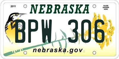 NE license plate BPW306