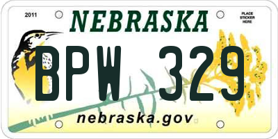 NE license plate BPW329