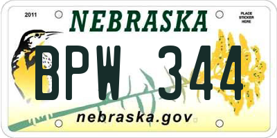 NE license plate BPW344