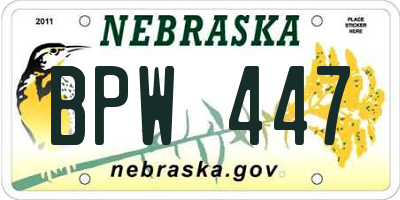 NE license plate BPW447