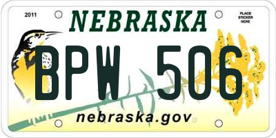 NE license plate BPW506