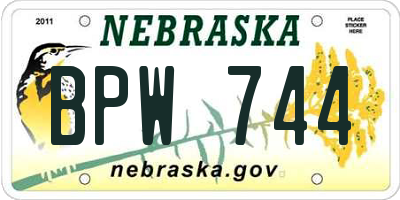 NE license plate BPW744