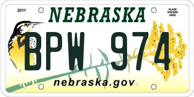 NE license plate BPW974
