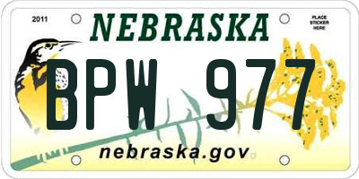 NE license plate BPW977
