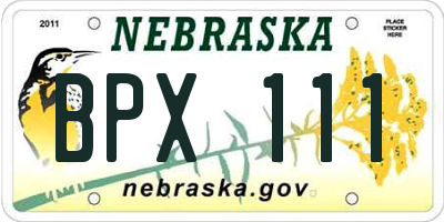 NE license plate BPX111