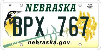 NE license plate BPX767