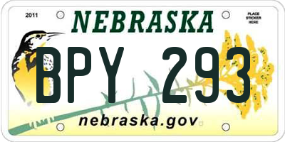 NE license plate BPY293
