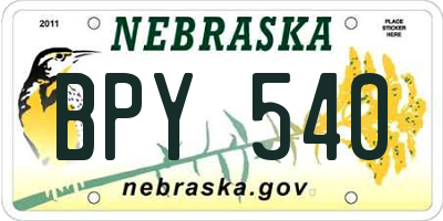 NE license plate BPY540