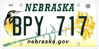NE license plate BPY717