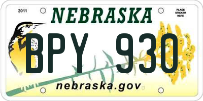 NE license plate BPY930