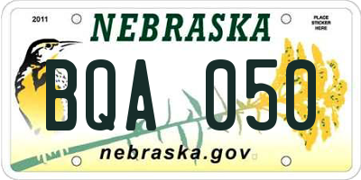 NE license plate BQA050