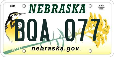 NE license plate BQA077