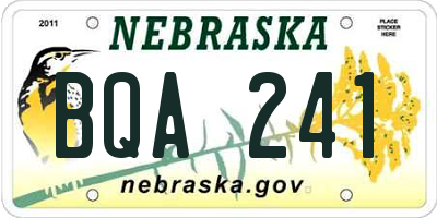 NE license plate BQA241