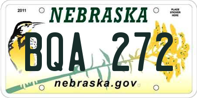 NE license plate BQA272