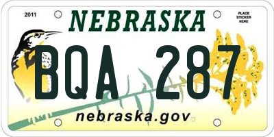 NE license plate BQA287
