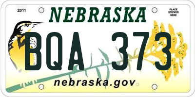 NE license plate BQA373