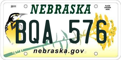 NE license plate BQA576