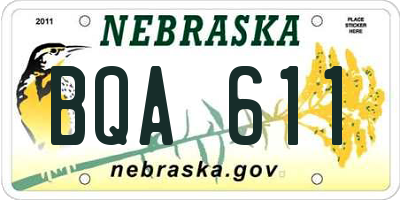 NE license plate BQA611