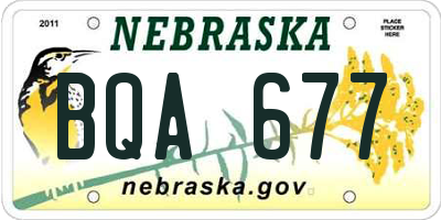 NE license plate BQA677
