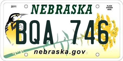 NE license plate BQA746