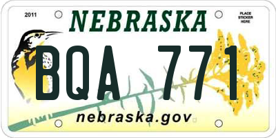 NE license plate BQA771